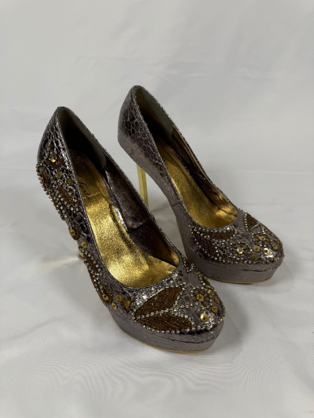 Celeste Glam Rhinestone Platform Pumps Size 8 Gatsby Heels